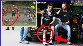 Wout van Aert Crash 🔴 Wout van Aert Crashes out of stage 16 Vuelta 2024 [upl. by Lauren]