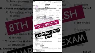 8th English Quarterly Exam Orginal Question paper 2024  8th English Quarterly Exam 2024 Answer Key [upl. by Cogswell]