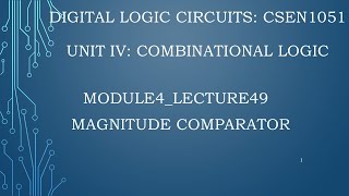 module4lecture49 Magnitude Comparator [upl. by Siddon]