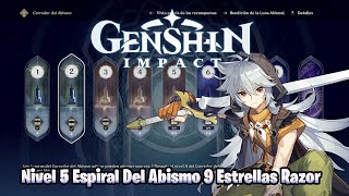 Nivel 5 Espiral Del Abismo 9 Estrellas Razor Genshin Inpact [upl. by Attelrahs462]