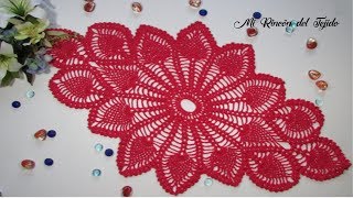 CENTRO DE MESA CROCHET PIÑAS OVALADO Tutorial Paso a paso 2 de 2  OVAL PINEAPPLES CROCHET DOILY [upl. by Suoinuj152]