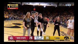 Iowas Molly Davis Carried Off the Court After Ankle Injury Ncaaw [upl. by Hastie]