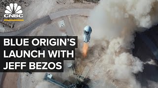 Blue Origin launches first human spaceflight with Jeff Bezos ⁠— 72021 [upl. by Ileane]