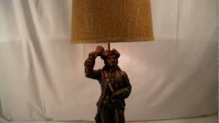 VINTAGE COLONIAL REVOLUTIONARY WAR TOWN CRIER TABLE LAMP EARLY AMERICAN [upl. by Dnalram140]