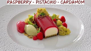 MICHELIN STAR Raspberry Pistachio amp Cardamom Dessert  Fine Dining Pastry Recipe [upl. by Joann814]