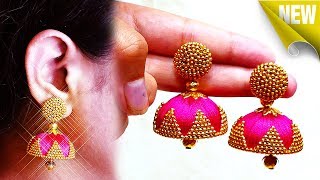 How To Make Silk Thread Jhumkas At Home  Latest Silk Thread Earrings [upl. by Levine]