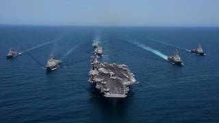 Carl Vinson Carrier Strike Group and ROK Navy Formation of Ships [upl. by Oettam]