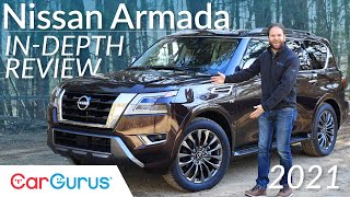 2021 Nissan Armada Review Now with modern technology  CarGurus [upl. by Oisorbma]