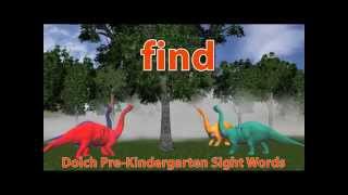 Learn Sight Words with Dinosaurs  Dolch PreKindergarten word list  English [upl. by Burack]