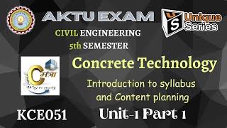 U1 P1 Concrete Technology  Civil engineering 5th sem  AKTU Lecture  CT KCE051 uniqueseries [upl. by Betz]