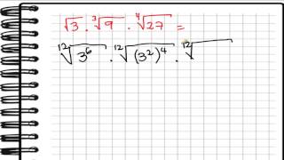 MULTIPLICACION RADICALES INDICE DIFERENTE EJ 1 [upl. by Elicia286]