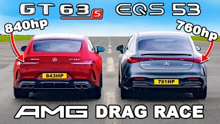 840hp AMG GT v 760hp AMG EQS DRAG RACE [upl. by Nahgaem]