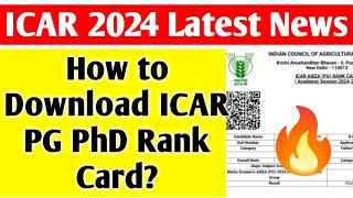 How to Download ICAR JRF SRF 2024 Rank Card  ICAR PG Rank Card 2024 [upl. by Aynatahs445]