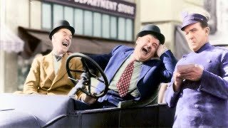 Laurel and Hardy Leave them Laughing 1928 in Color Best Comedy Scenes from film [upl. by Pooi]