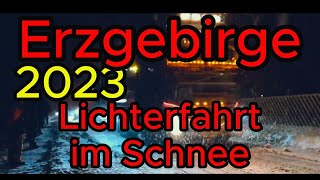 Lichterfahrt im Erzgebirge 2023 Über 100 Lastwagen im Schnee [upl. by Mathilda541]