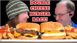 ASMR DOUBLE CHEESEBURGER RACE MUKBANG EATING SOUNDS [upl. by Marietta625]