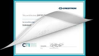 Crestron Technical Institute Certification amp Certificates [upl. by Aihtekal]