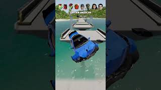 Super Heros Cars Vs Broken Bridge 😂❌😱 BeamNGDrive shorts beamngdrive [upl. by Allrud]