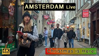 Christmas in Amsterdam  4 Tour  Downtown amp Redlight District [upl. by Nylareg]