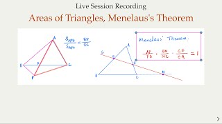 Geometry for Competitive Math Video Series Areas of Triangles and Menelaus Theorem [upl. by Eiramyelhsa512]