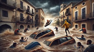 Devastating Floods in Mallorca Spain City Swept Away in Moments [upl. by Drapehs]