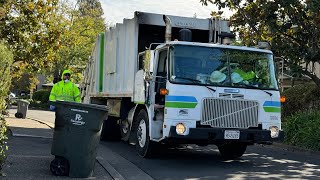 Recology Sonoma Marin  Volvo WXLL Leach Rear Loader Garbage Truck on Park and Apartment Garbage [upl. by Gertrude29]