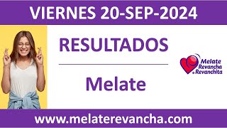 Resultado del sorteo Melate del viernes 20 de septiembre de 2024 [upl. by Maretz]