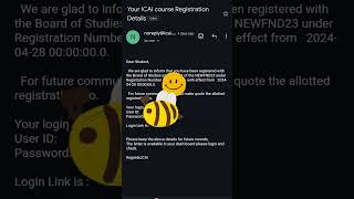 ICAI REGISTRATION CONFIRMATION MAIL  ICAI REGISTRATION NUMBER SEP 2024 CA FOUNDATIONca icai pw [upl. by Tak]