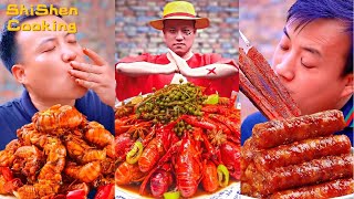 Village Funny Mukbang  Outdoor Stone Cooking  PigampFishampInsect Meat Which do you like [upl. by Hartwell]