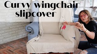 DIY wing chair slipcoverinside back deck inside arms inside wings and arm placket only [upl. by Ahtebat]