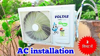 AC installation how to ac installation in hindi  Voltas AC installation [upl. by Skinner934]