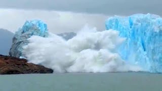 INCREDIBLE COLLAPSE triggered by glacier calving in Perito Moreno Patagonia Argentina  Glacier [upl. by Assirrak591]