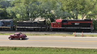 First Train Run For New Locomotive 3 Locomotive Rare Train Pulling Hard On Ohio Short Line Railroad [upl. by Esimehc]