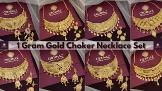 1 Gram Gold Choker Necklace Sets with Price  One Gram Gold Choker Necklace Online with Earrings [upl. by Chobot515]