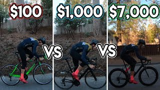 100 vs 1000 vs 7000 road bike TEST WHATS THE DIFFERENCE [upl. by Eirojam]