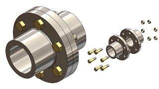 ⚡ SOLIDWORKS TUTORIAL 33  Design of Flange coupling assembly in solidworks [upl. by Abixah17]