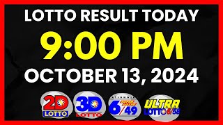 Lotto Result Today 9PM Draw October 13 2024  2D 3D Swertres 649 658 PCSOlotto [upl. by Anayeek]