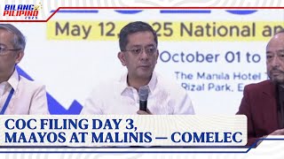 Day 3 ng COC filing maayos at malinis — COMELEC [upl. by Auqenaj]