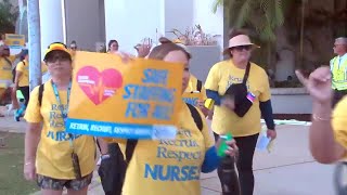 Governor Kapiolani Medical Center respond as nurses march over lockout [upl. by Chatwin]