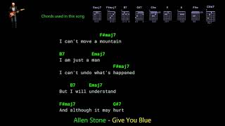 Allen Stone  Give You Blue  Lyrics Chords Vocals [upl. by Auqenahs]