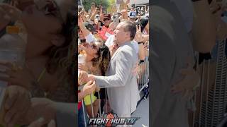 Julio Cesar Chavez SWARMED by Fans at Canelo vs Berlanga Weigh in [upl. by Jardena827]