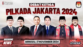 🔴LIVE  Debat ke3 Pilkada Jakarta 2024 RKSuswono DharmaKun PramonoRano  17 November 2024 [upl. by Ameekahs]