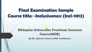 Inclusiveness Final Examination Sample Tutor in Amharic [upl. by China]