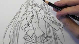 How to Draw Hatsune Miku Pt 1 Line Placement [upl. by Enelhtak]