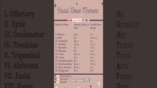 Mnemonics of Cranial Nerves mnemonicmnemonictechniquesmnemonicsphysiologyanatomymedical [upl. by Sibby]