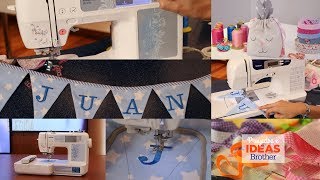 Tutorial para Coser y Bordar con maquinas Brother  Banderines y Bolsitas de Tela [upl. by Damle]