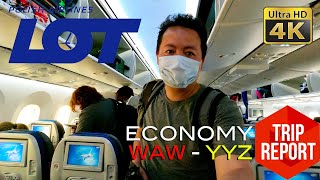 TRIP REPORT 4K  LOT POLISH AIRLINES LO45 FLIGHT ECONOMY CLASS WAW  YYZ [upl. by Eilsew156]