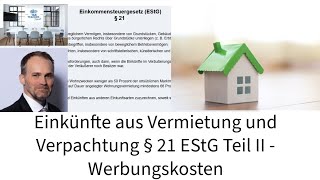 Einkünfte aus Vermietung und Verpachtung Teil II im Lernfeld 8  Werbungskosten [upl. by Teufert919]