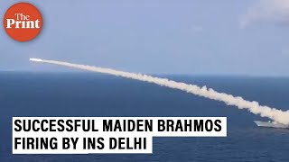 Successful maiden BrahMos firing by INS Delhi from an upgraded modular launcher [upl. by Swenson]