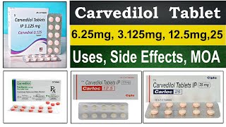 carvedilol 625 mg 25 mg 125 mg tablet  carvedilol mechanism of action  Uses Side Effects [upl. by Lednahc]